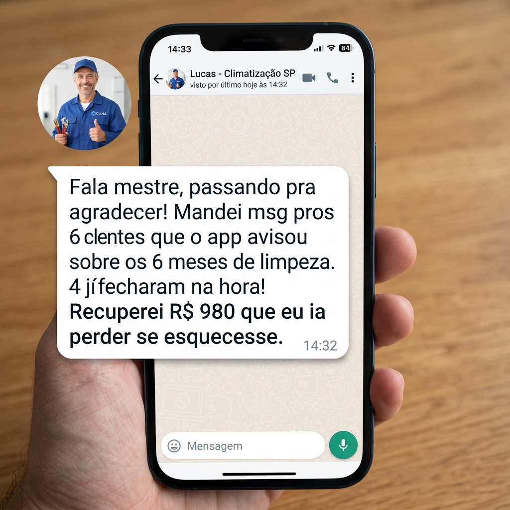 Depoimento recebido WhatsApp - Recuperou R$ 980 em limpezas vencidas